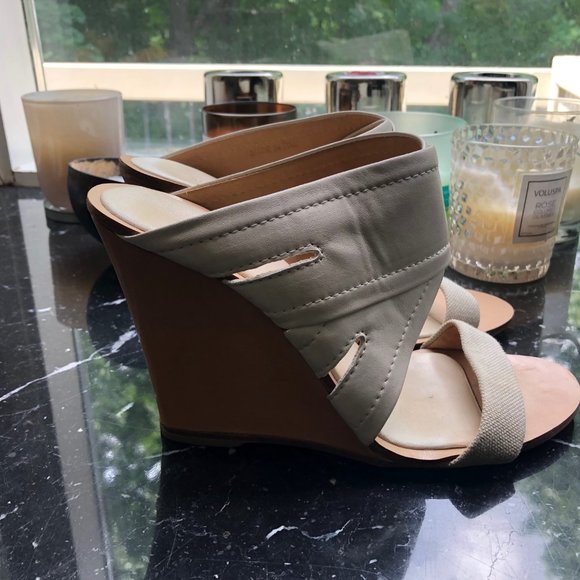 RAG & BONE Leather and Canvas Wedge Sandals - Picture 4 of 5